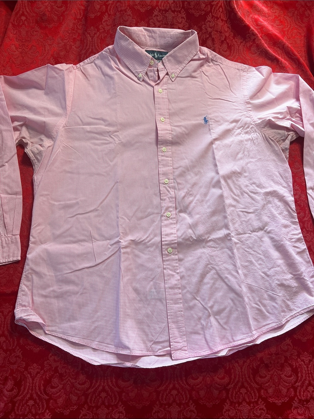Polo Ralph Lauren Custom Fit Gingham Shirt Men’s XXL Pink Cotton Pony